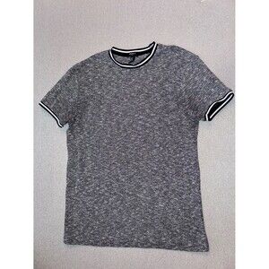 FOREVER 21 men size medium MARLED RINGER gray black TEE shirt